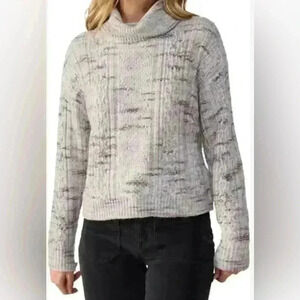 NWT Sanctuary Cozy Mornings Turtleneck Sweater,Neutrals,Gray,Textured,Relaxed XL